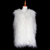 Cardigans & Vests - Faux Long Fur Vest - White